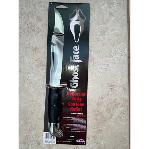 REFLECTION GHOST FACE 13" CHROME BOWIE KNIFE HALLOWEEN COSTUME PROP  NEW - Picture 1 of 2